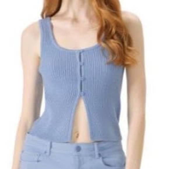 NWT florence by mills Bright Side Peek-a-Boo Button Up Tank M Endless Sky - Picture 6 of 9